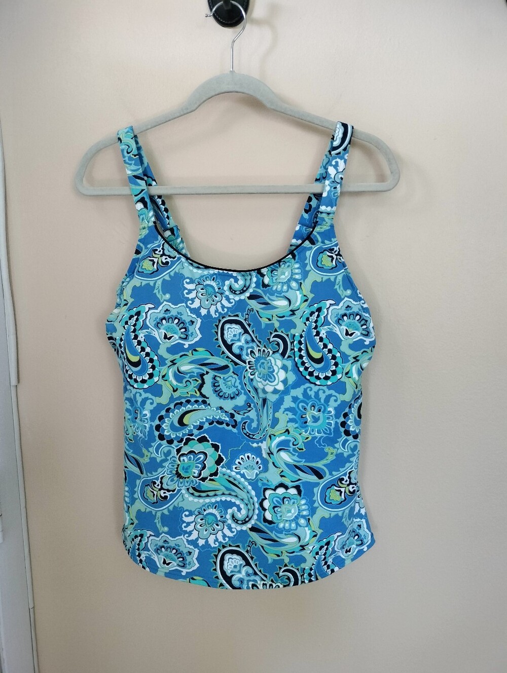 Lands End Blue Green Paisley Tankini Swim Top 10 Beach Pool Vacation Cruise